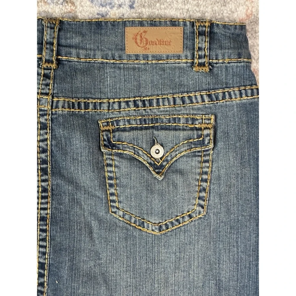 VTG Y2K Goodtime Jeans Denim Mini Skirt Thick Stitch Low Rise Plus Size 2XL